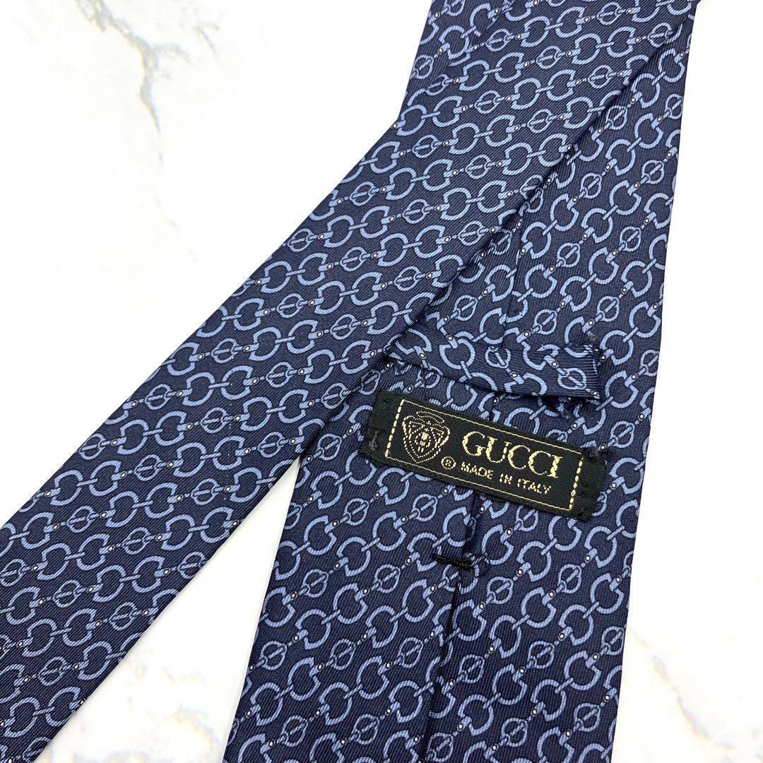 ◆美品◆GUCCI グッチ ネクタイ 青色 幾何学模様 カジュアル