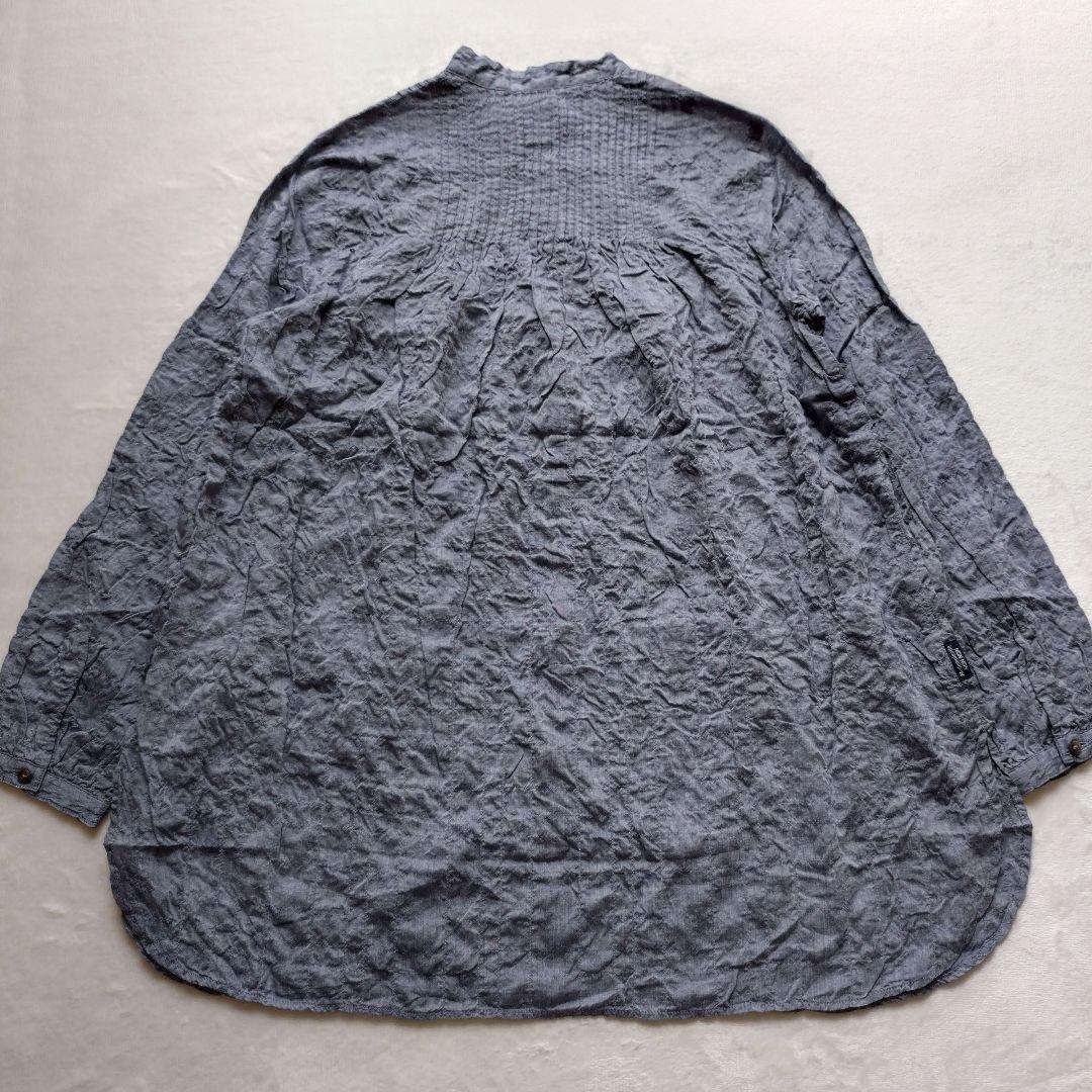 タグ付未使用 マドモアゼルノンノン バンドカラー シャツ ピンタック ワッシャー