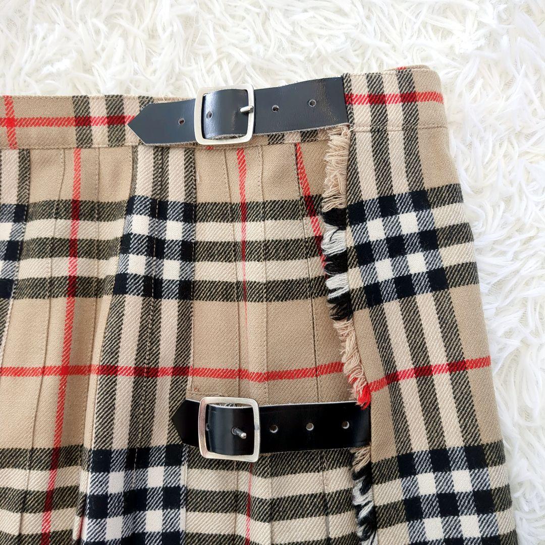 極美品✨️BURBERRY プリーツ フレアスカート ノバチェック ベルト