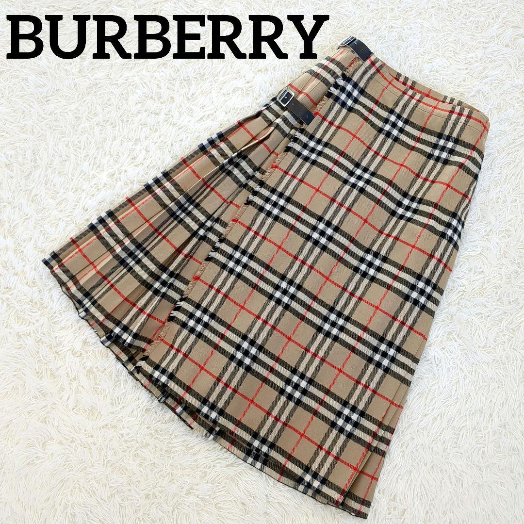 極美品✨️BURBERRY プリーツ フレアスカート ノバチェック ベルト