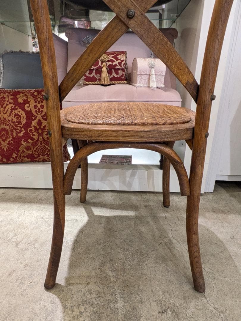 i☆ クロスバック チェア 曲木 北欧レトロ 椅子 家具 木製 ラタン 籐