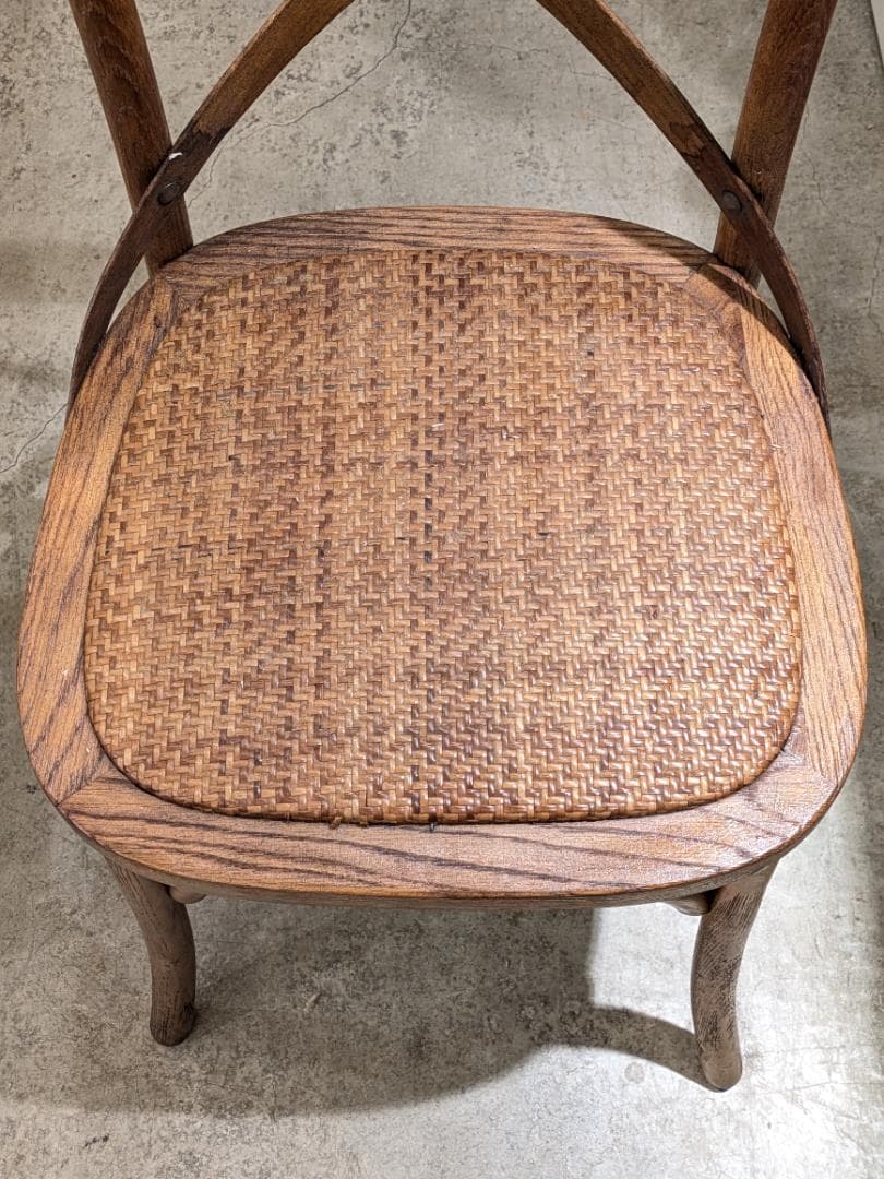 i☆ クロスバック チェア 曲木 北欧レトロ 椅子 家具 木製 ラタン 籐
