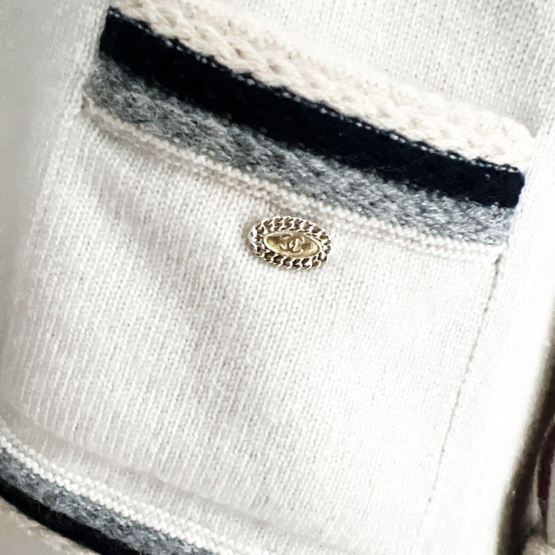 美品 CHANELシャネル カシミヤ 編み込み 刺繍 カーディガン ジャケット