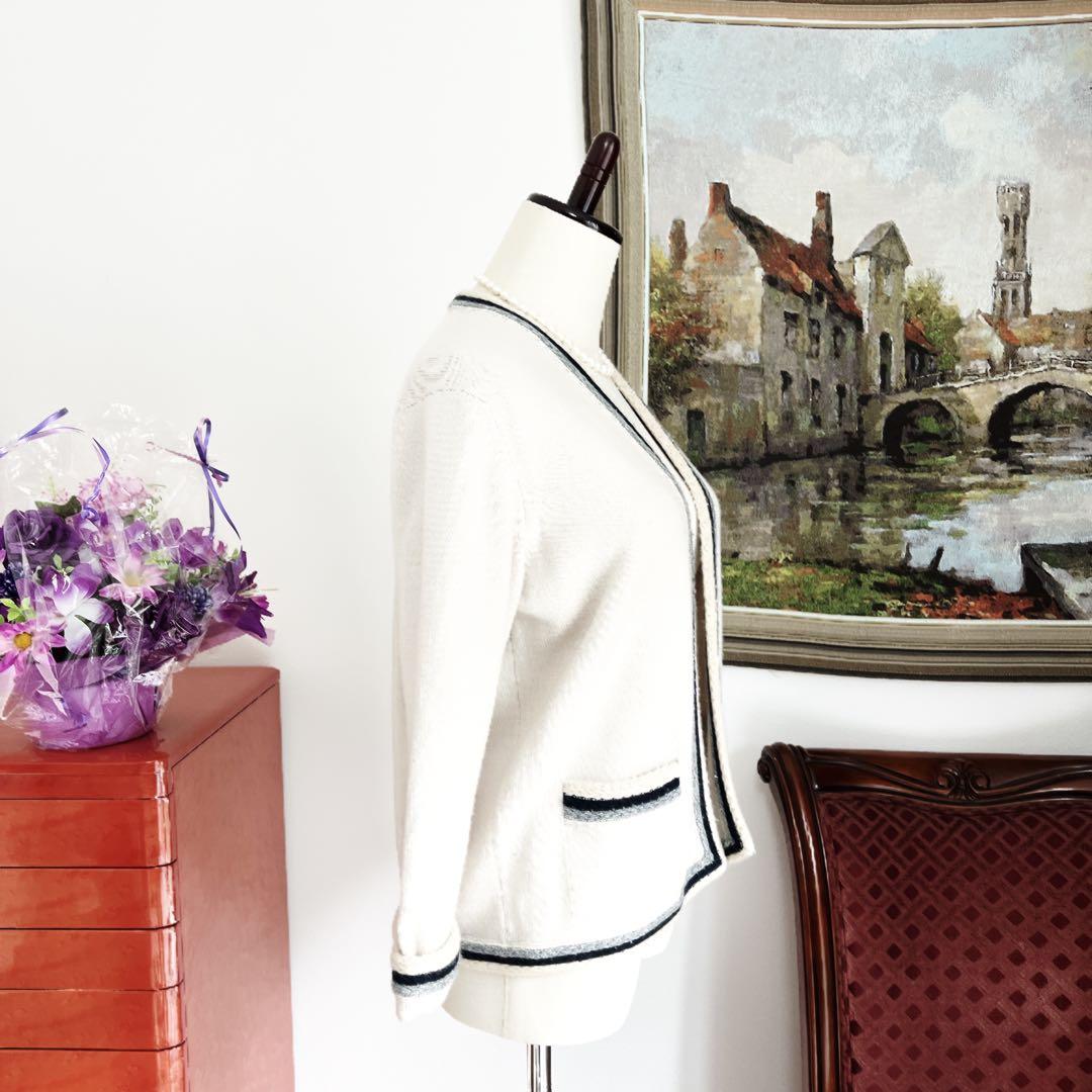 美品 CHANELシャネル カシミヤ 編み込み 刺繍 カーディガン ジャケット