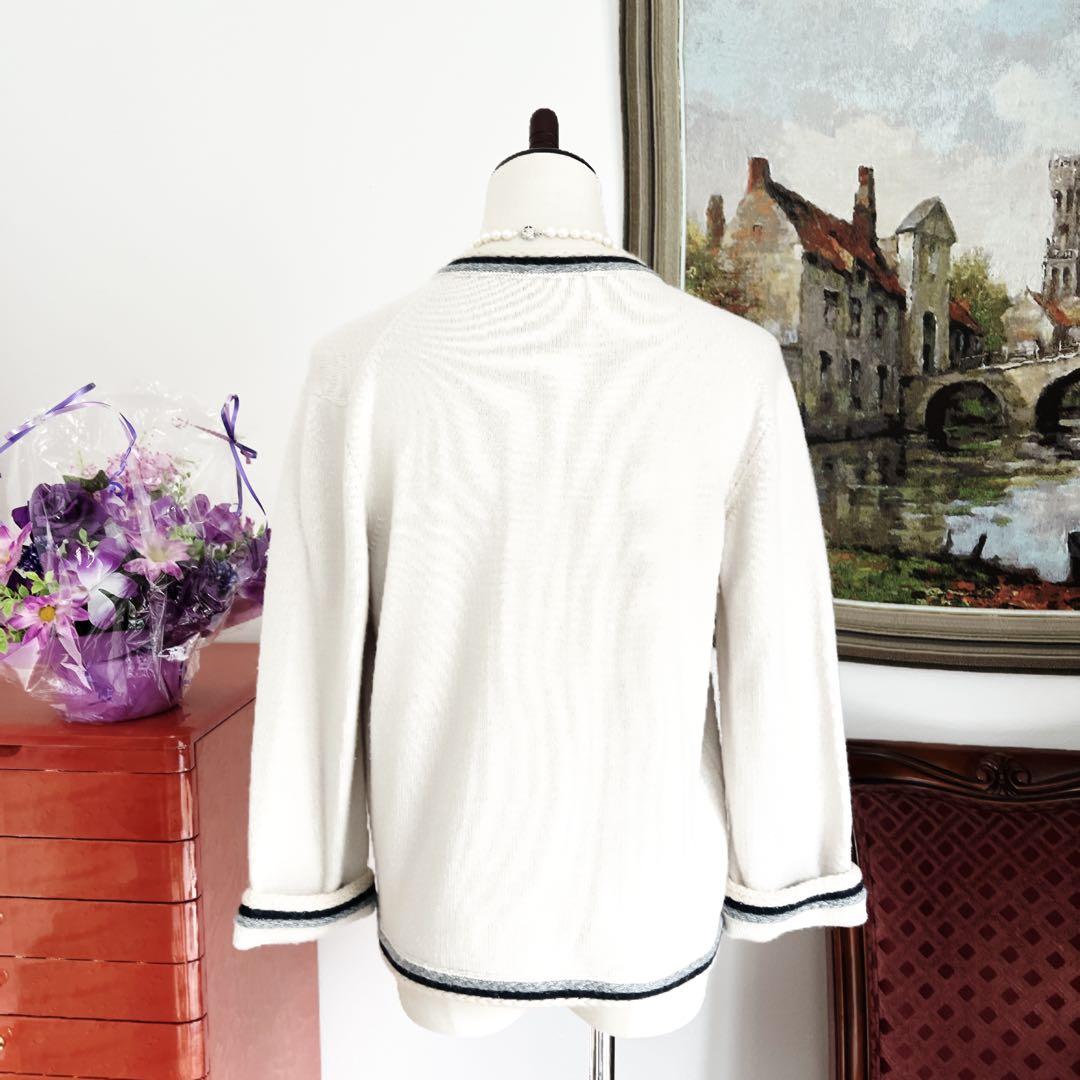 美品 CHANELシャネル カシミヤ 編み込み 刺繍 カーディガン ジャケット