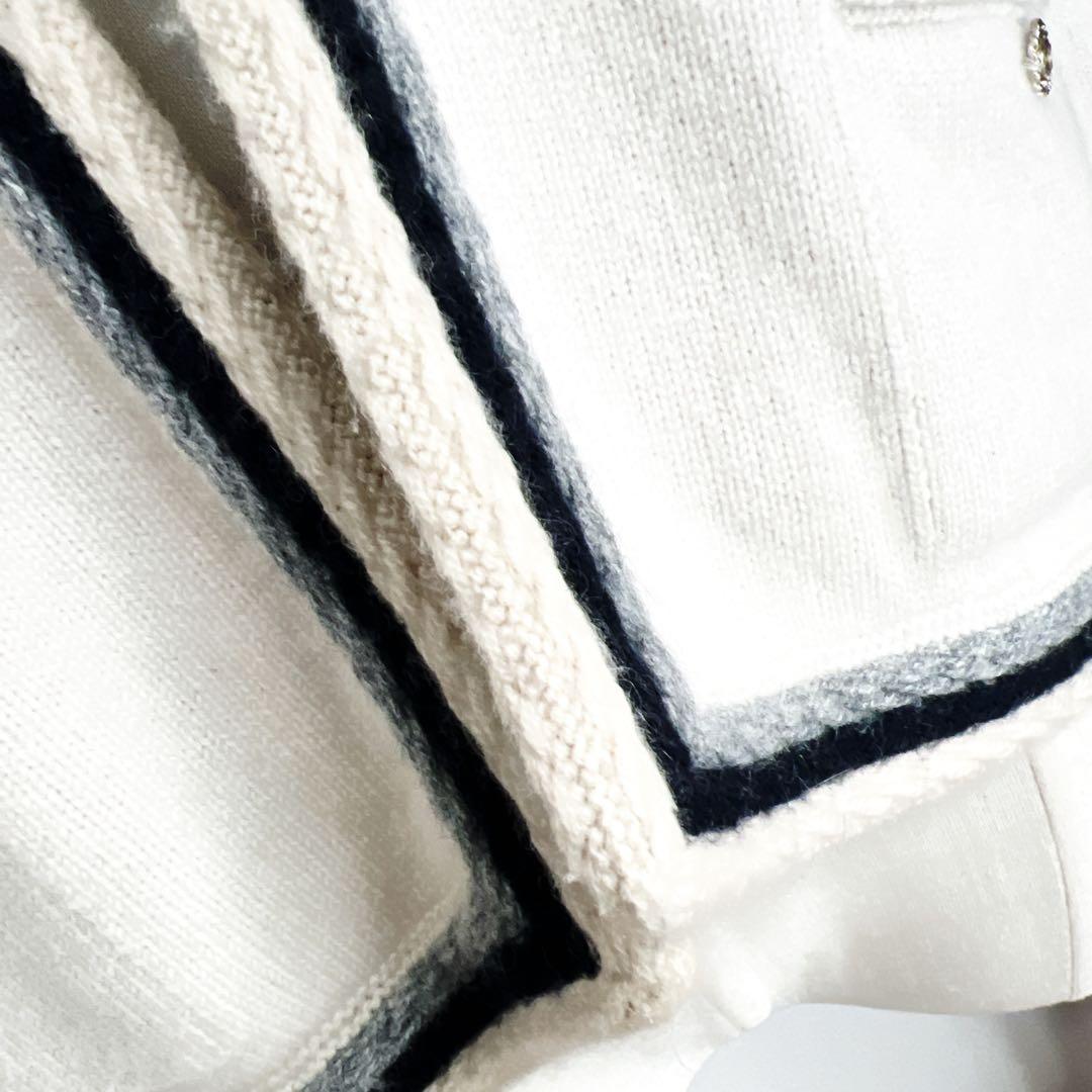 美品 CHANELシャネル カシミヤ 編み込み 刺繍 カーディガン ジャケット