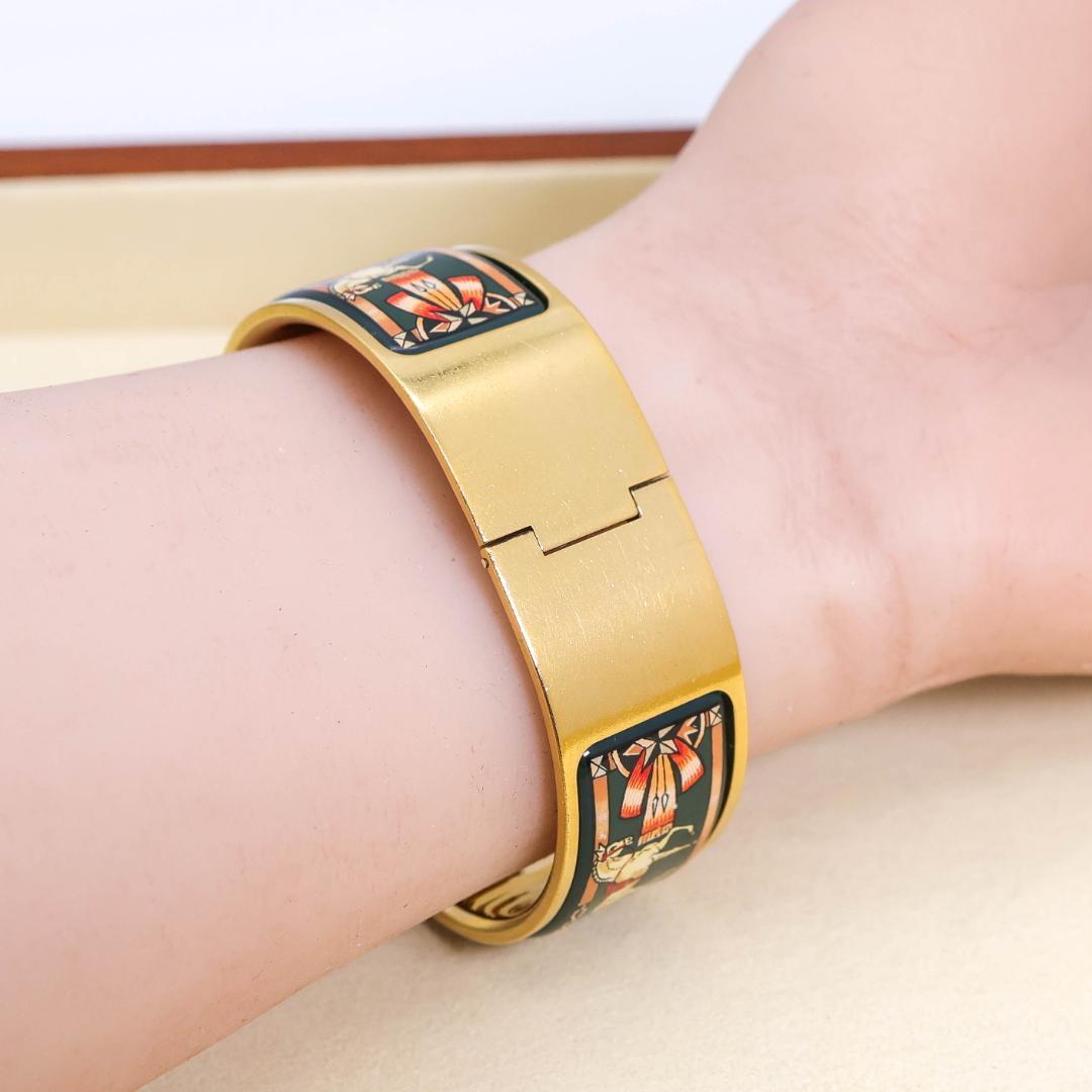 稼働 Hermes ロケ 腕時計 バングル 七宝焼 新品電池 2735