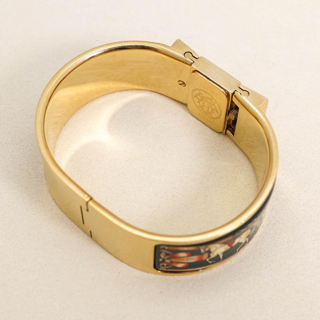稼働 Hermes ロケ 腕時計 バングル 七宝焼 新品電池 2735