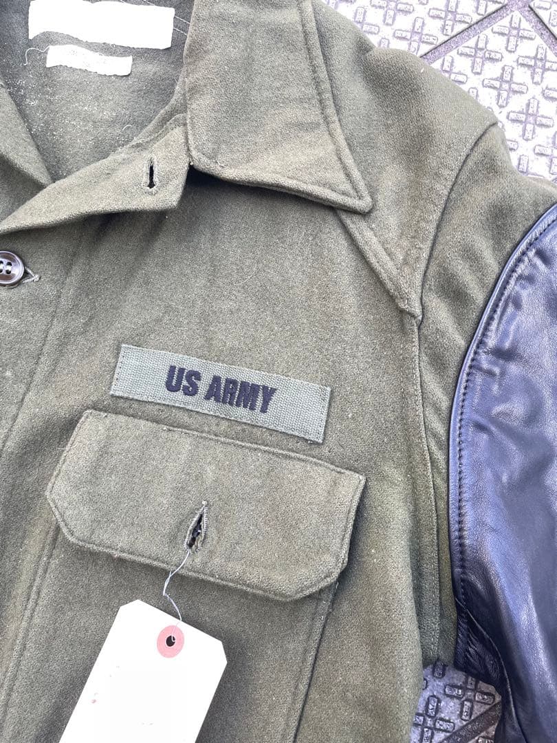 一点物#GILET USARMYリメイク 再構築 シャツレザーまじでかっこいい！