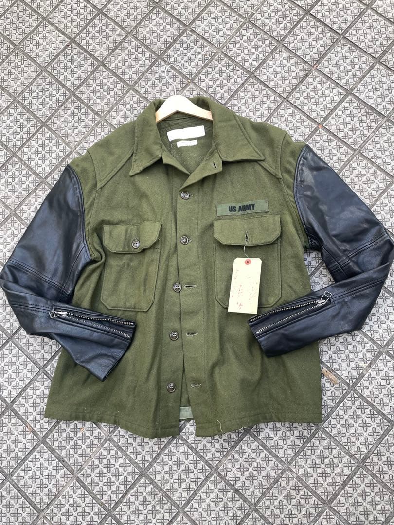 一点物#GILET USARMYリメイク 再構築 シャツレザーまじでかっこいい！