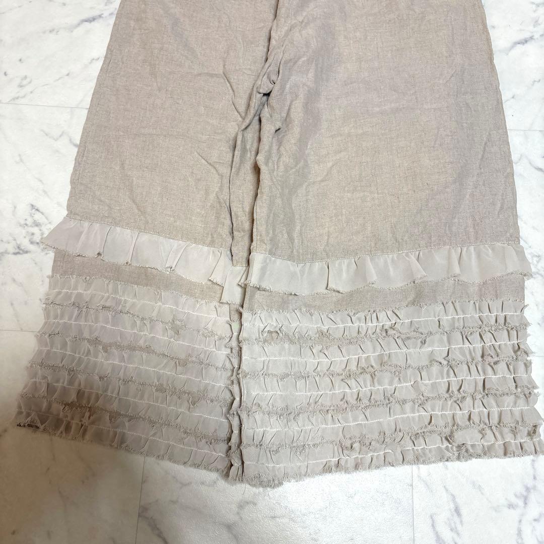 TSUHARU by Samansa Mos2 リネン裾シフォンフリルパンツ