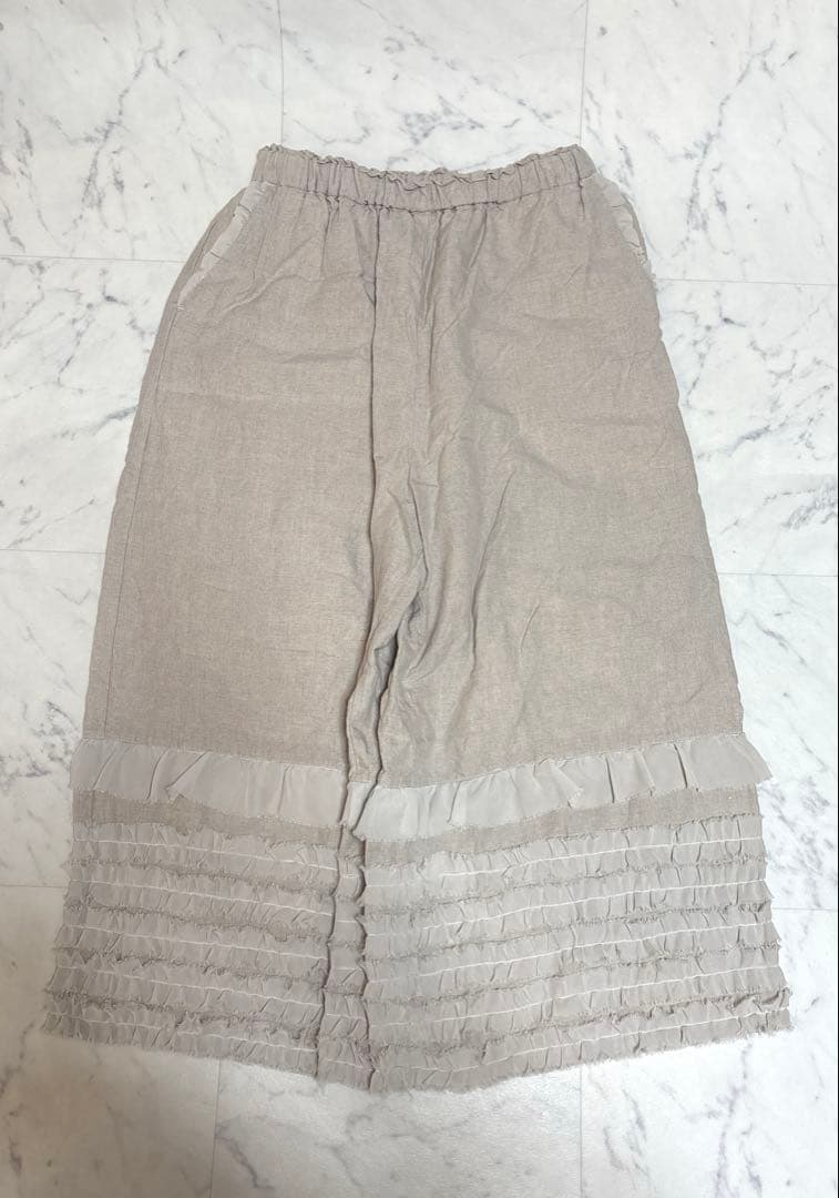 TSUHARU by Samansa Mos2 リネン裾シフォンフリルパンツ