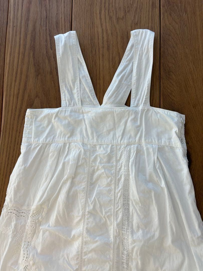 yuni ユニ カットワーク刺繍 ジャンパースカート ホワイト