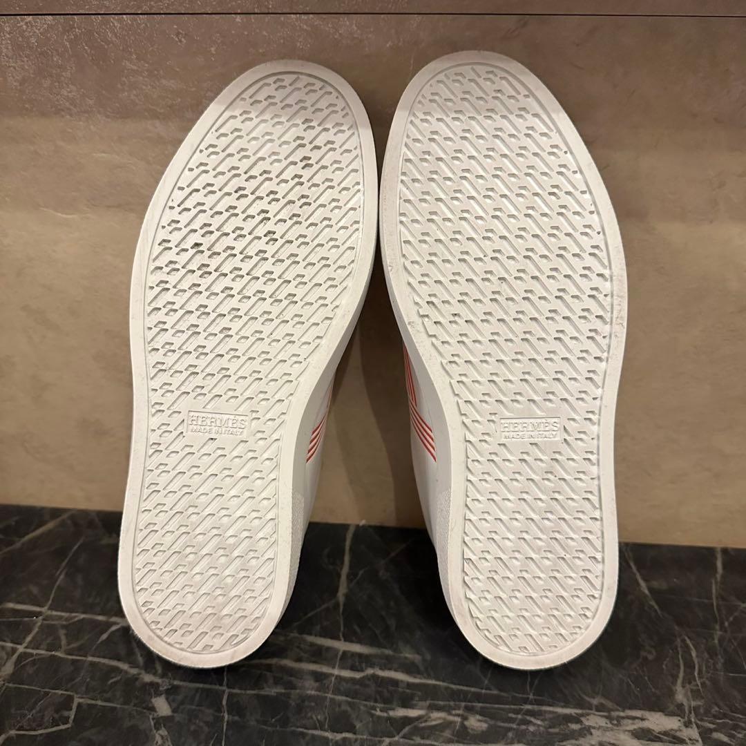 HERMES ホワイトオレンジ スニーカー