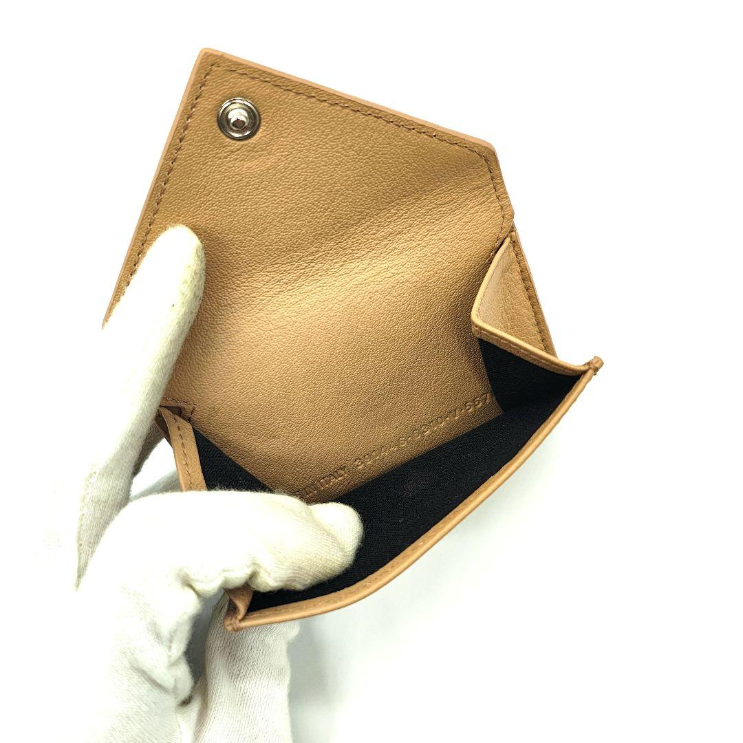 極美品 バレンシアガ 三つ折り財布 ペーパーミニウォレット ベージュ