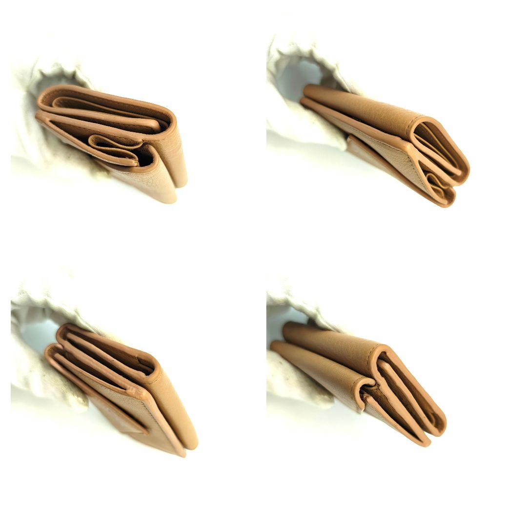 極美品 バレンシアガ 三つ折り財布 ペーパーミニウォレット ベージュ