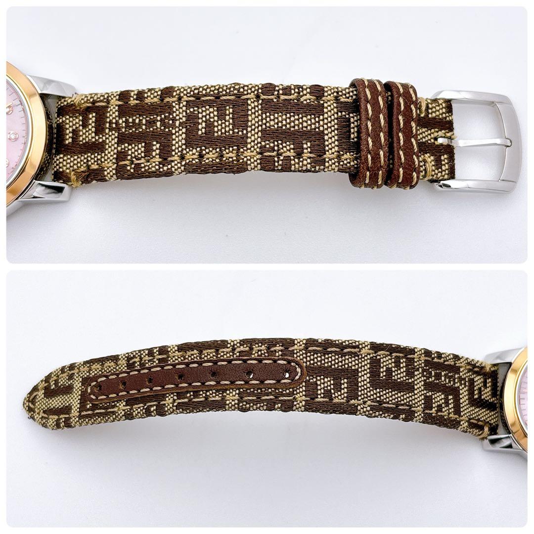 【未使用品・電池新品・完備】FENDI 2100L 11Pダイヤ ピンクシェル