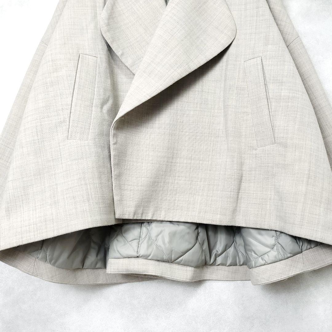 エンフォルド ケープコート ノーカラー 中綿キルティング ポンチョ ジャケット