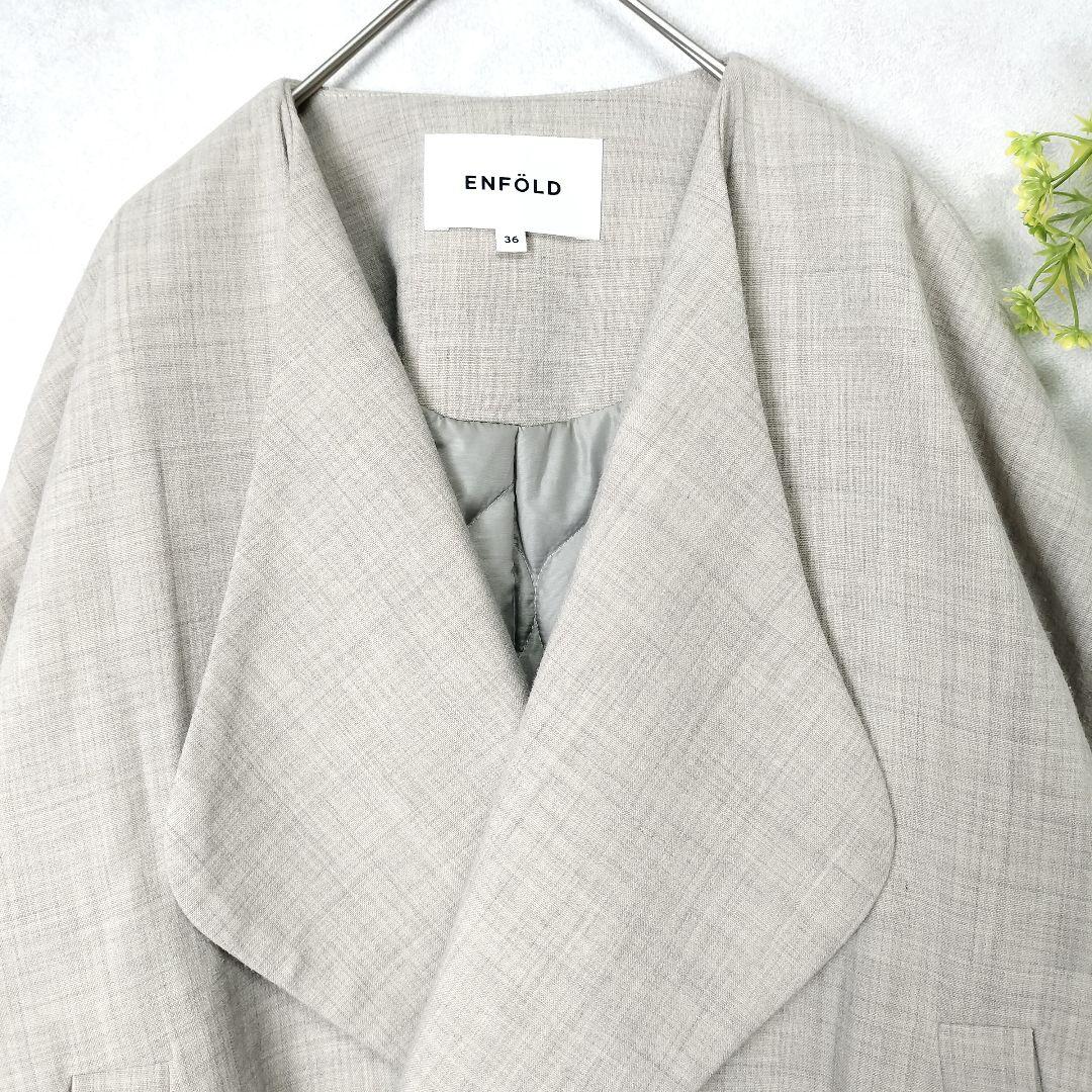 エンフォルド ケープコート ノーカラー 中綿キルティング ポンチョ ジャケット