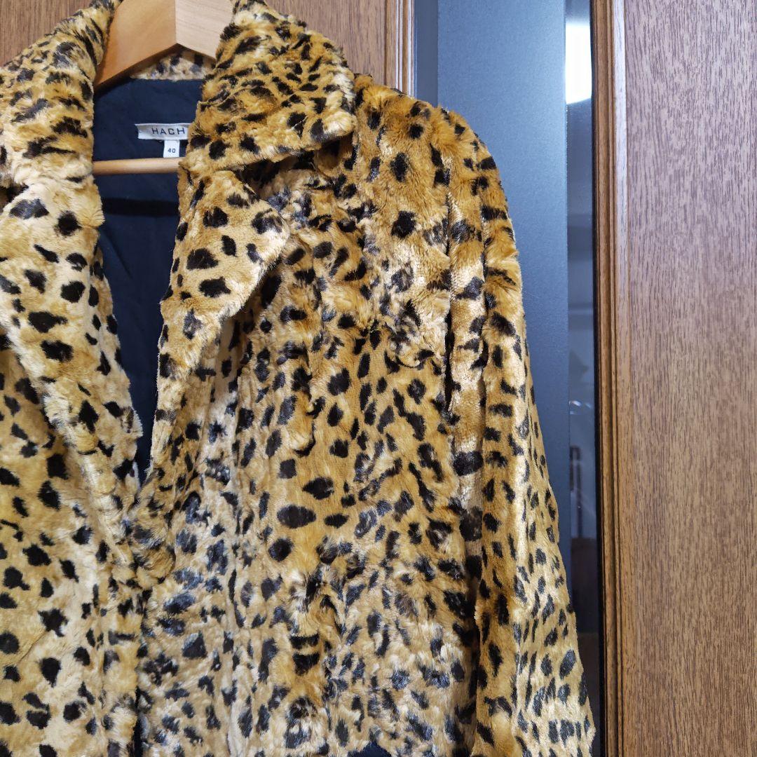 HACHE レオパードフェイクファーコート40　数回使用　イタリア製