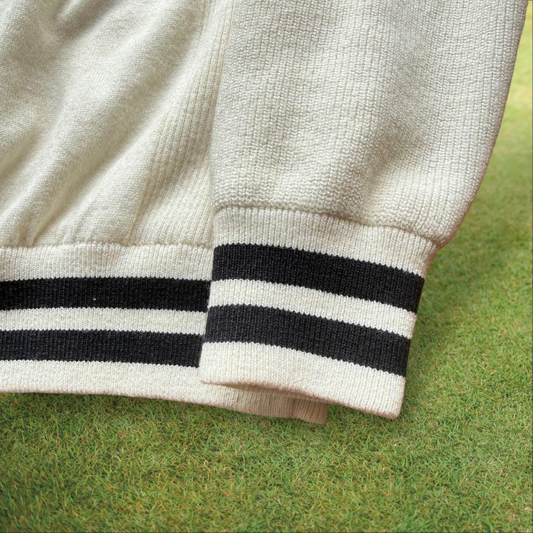 防寒　蓄熱　裏地付き　パーリーゲイツ　ニット　L〜XL相当 オフホワイト　紺　5