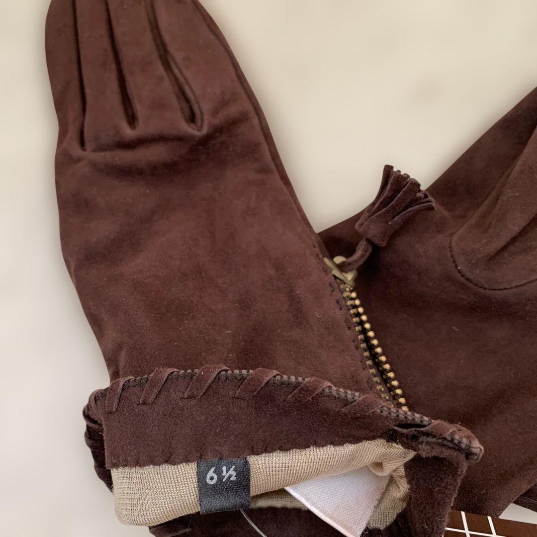 新品　レザー手袋　agnelle fabre gloves ginza 茶　BR