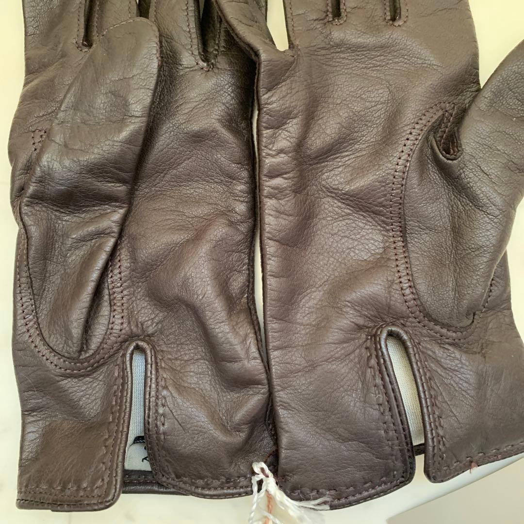 新品　レザー手袋　agnelle fabre gloves ginza 茶　BR