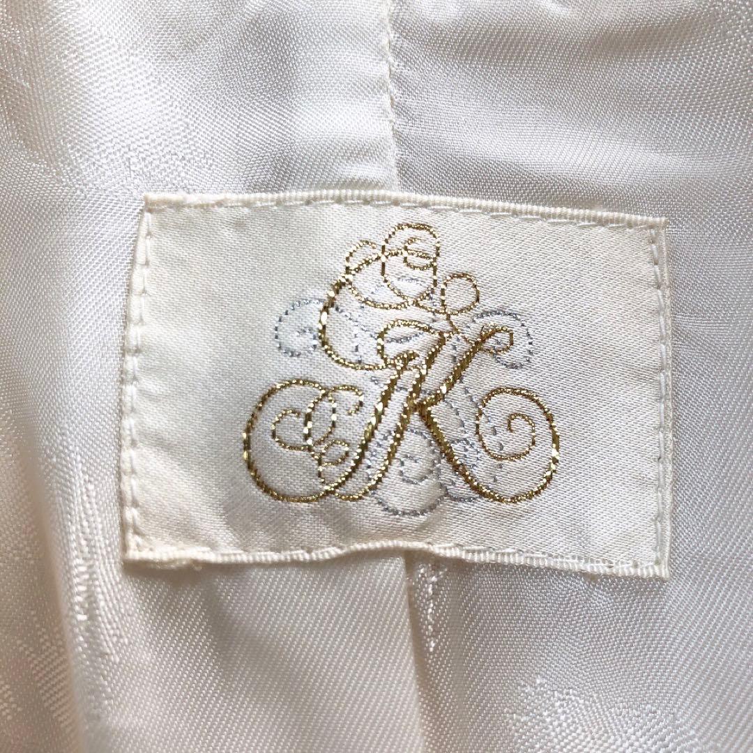 伊太利屋*イタリヤ　カシミヤ混コート ジャケット　ポンポン　ショート　ホワイト