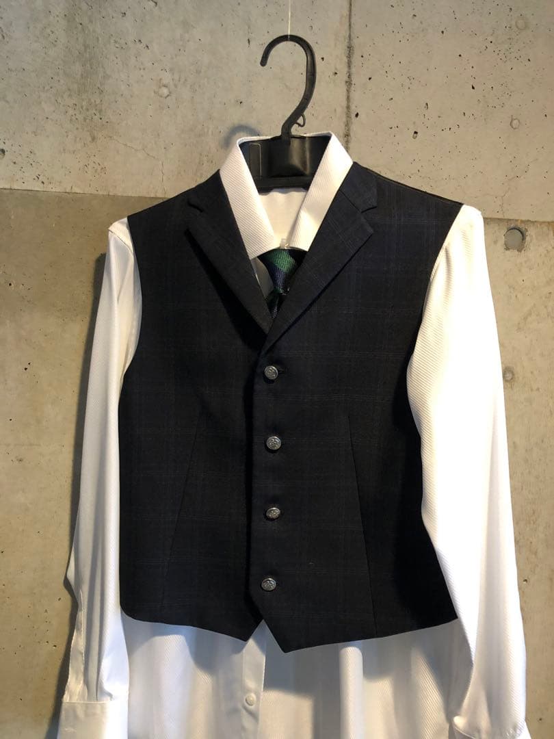 ネイビー系チェック フォーマルスーツ 3点セット