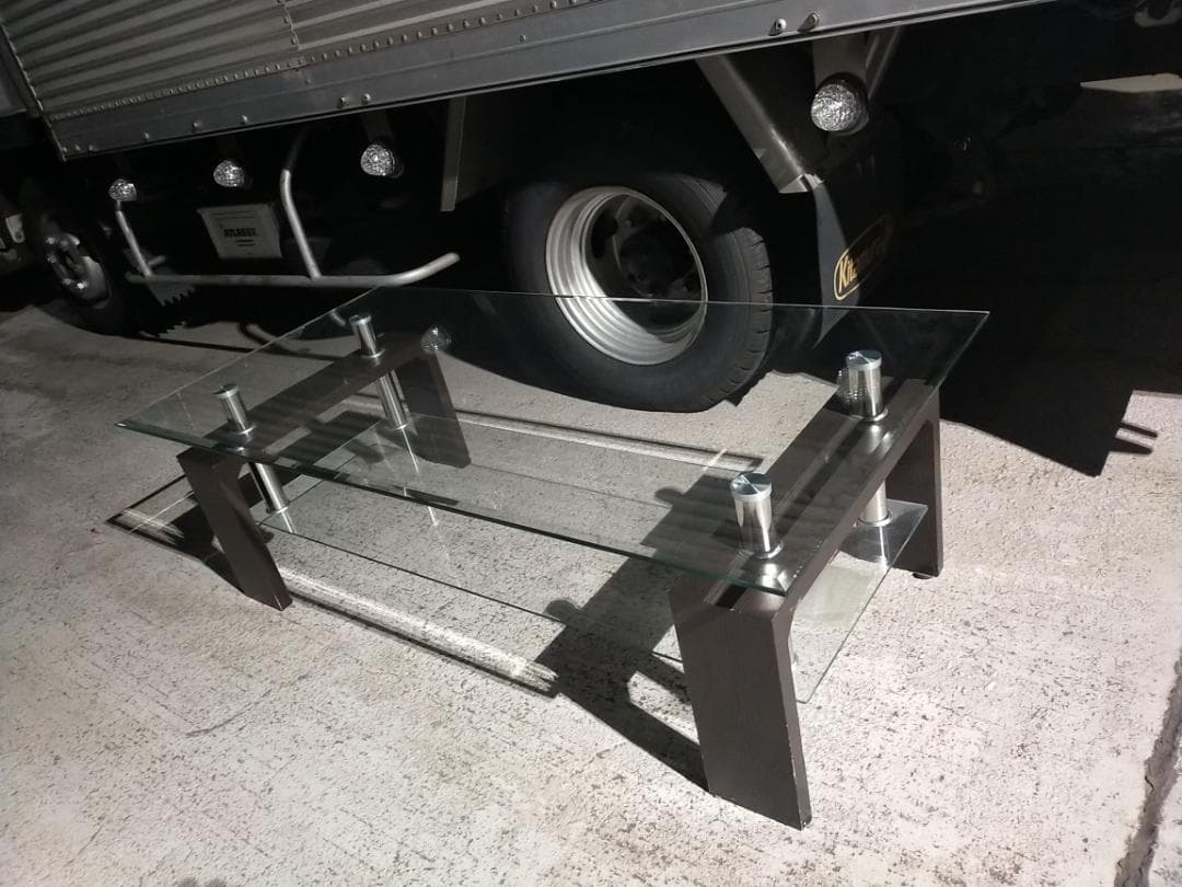 発送変更可)強化ガラス テーブル☆w1200mm xd600mm xh390mm