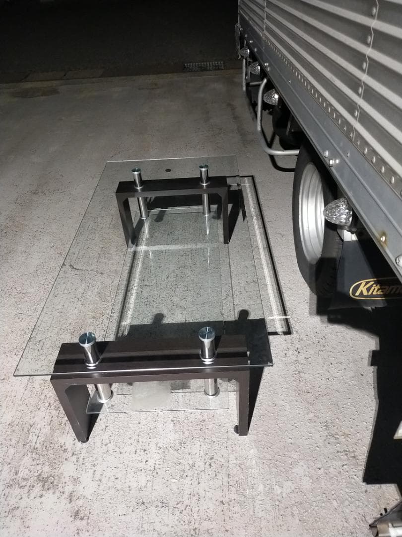 発送変更可)強化ガラス テーブル☆w1200mm xd600mm xh390mm