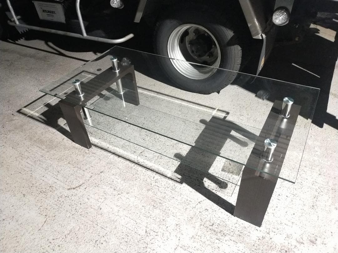 発送変更可)強化ガラス テーブル☆w1200mm xd600mm xh390mm