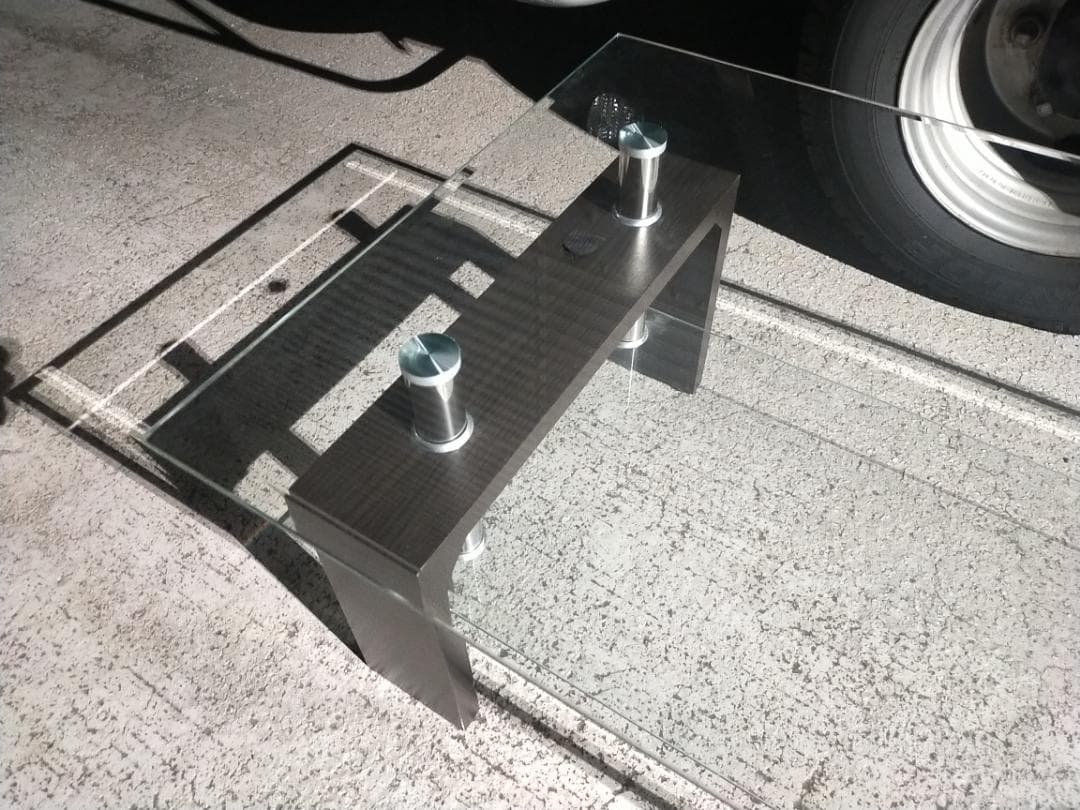 発送変更可)強化ガラス テーブル☆w1200mm xd600mm xh390mm