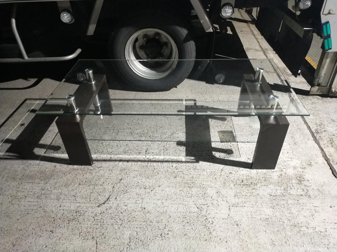 発送変更可)強化ガラス テーブル☆w1200mm xd600mm xh390mm