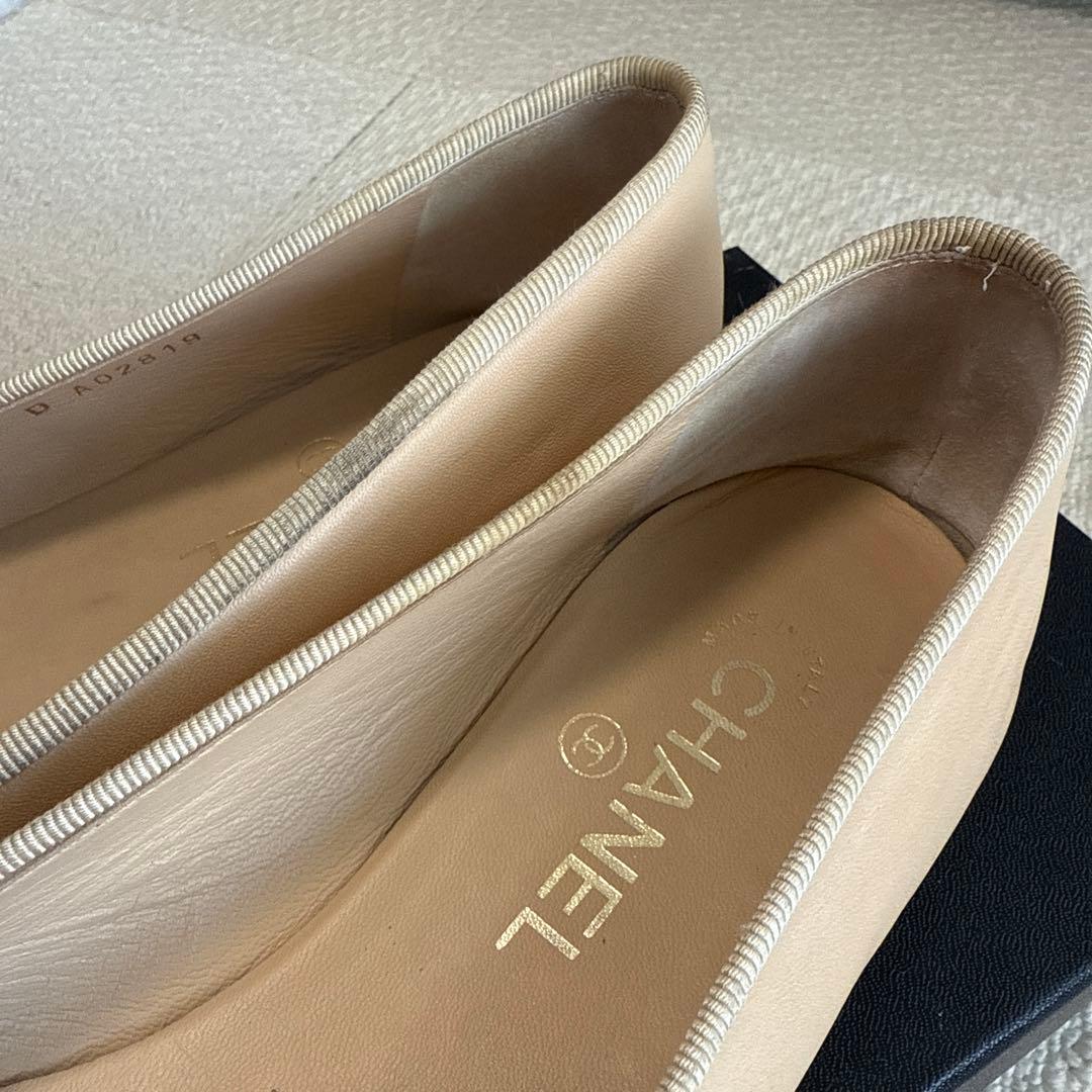 CHANEL バレエフラットシューズ ベージュ/ブラック　39.5