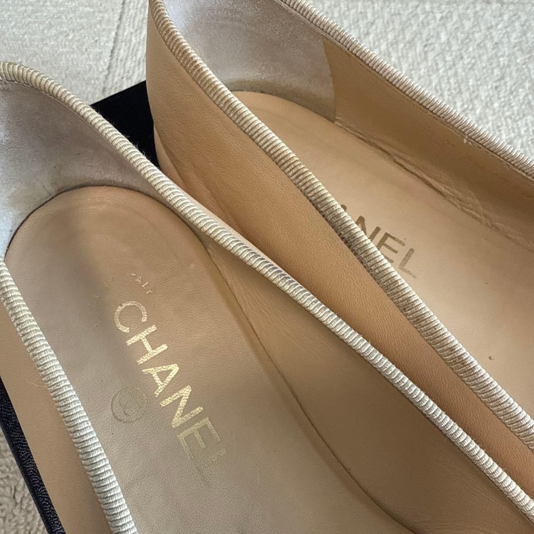 CHANEL バレエフラットシューズ ベージュ/ブラック　39.5