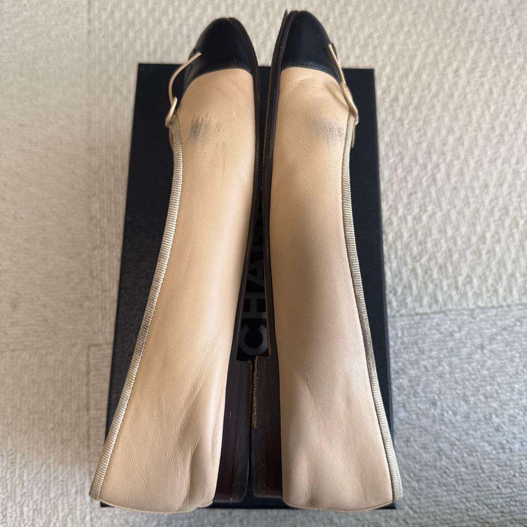 CHANEL バレエフラットシューズ ベージュ/ブラック　39.5