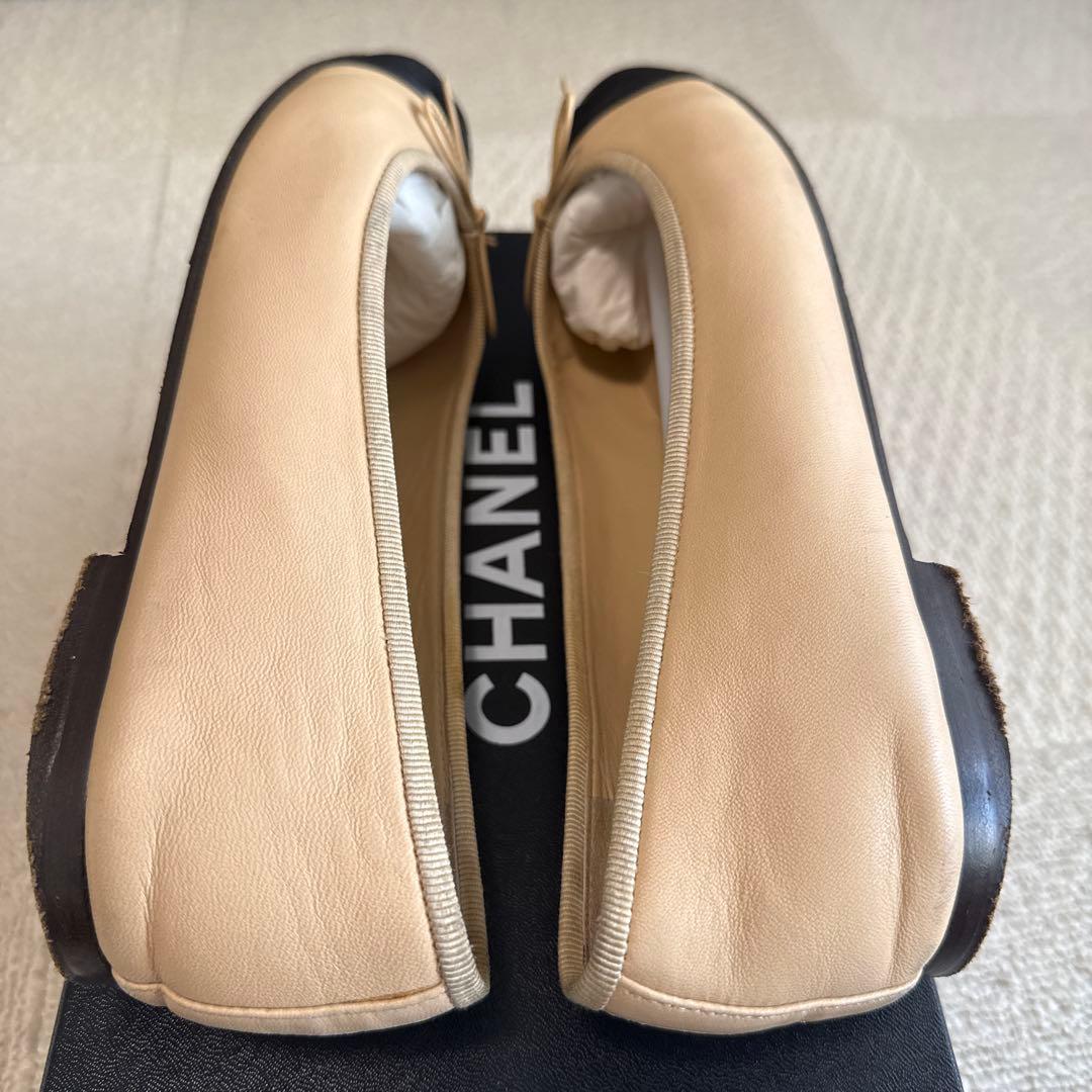 CHANEL バレエフラットシューズ ベージュ/ブラック　39.5