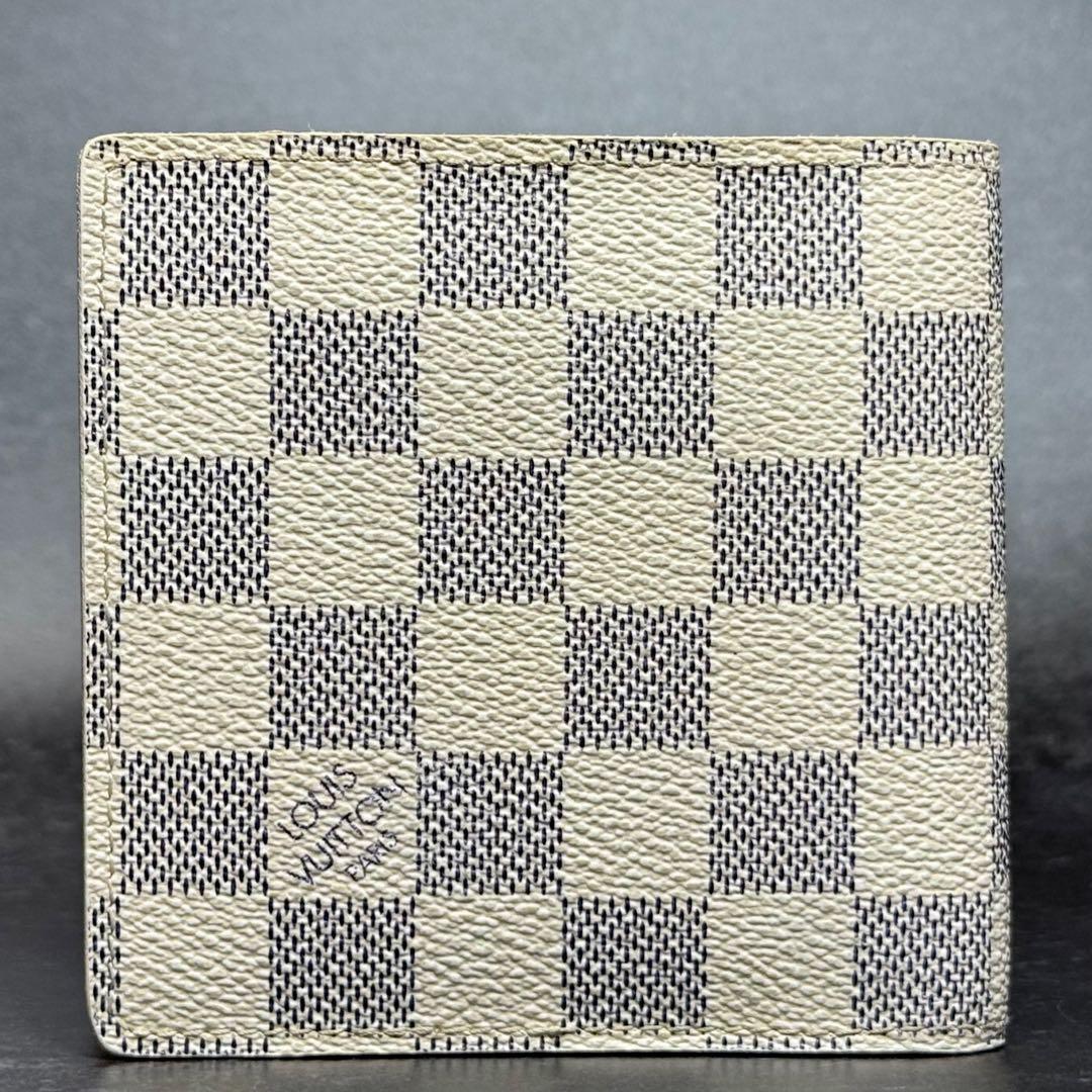 超美品 最高峰 ルイヴィトン ダミエアズール ポルトフォイユマルコ 二つ折り財布