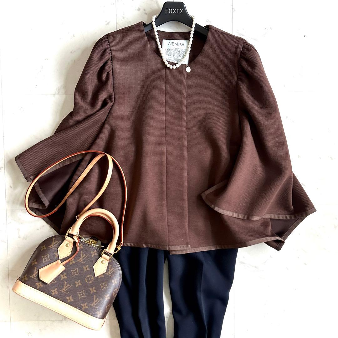 極美品 ネミカ NEMIKA サイズ5 ケープジャケット ブラウン ポンチョ