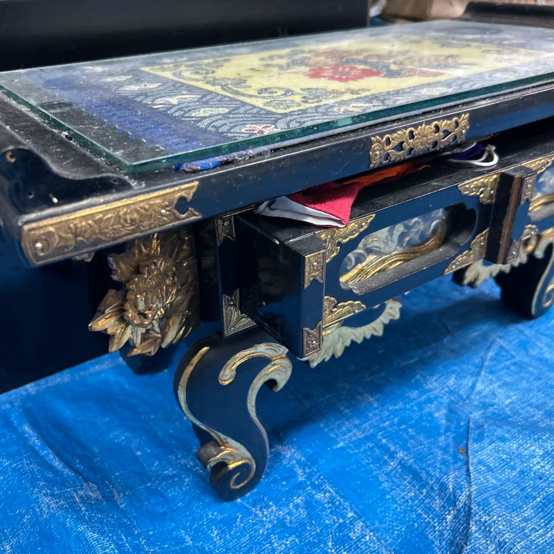 ◆仏壇経机　仏壇　黒塗　金具打ち経机◆幅　60㎝・高さ30㎝・奥行20㎝　概算