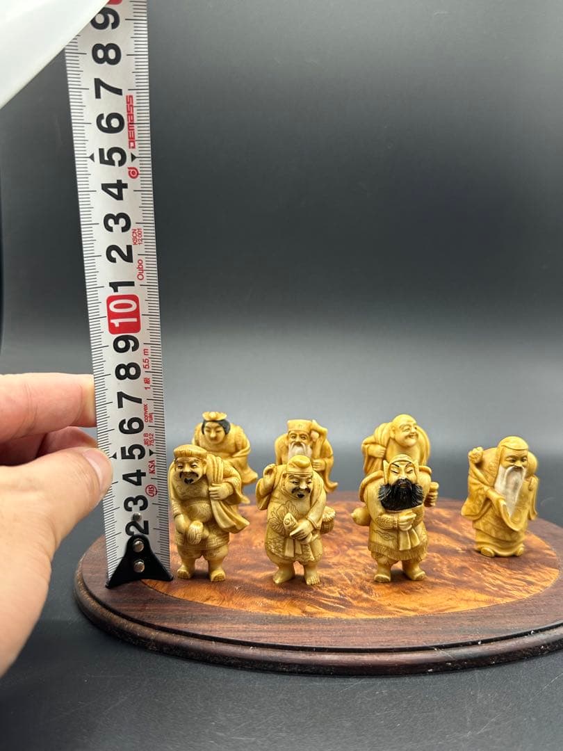 七福神 天然牙彫　在銘 古美術 骨董 アンティーク 根付 緻密彫刻