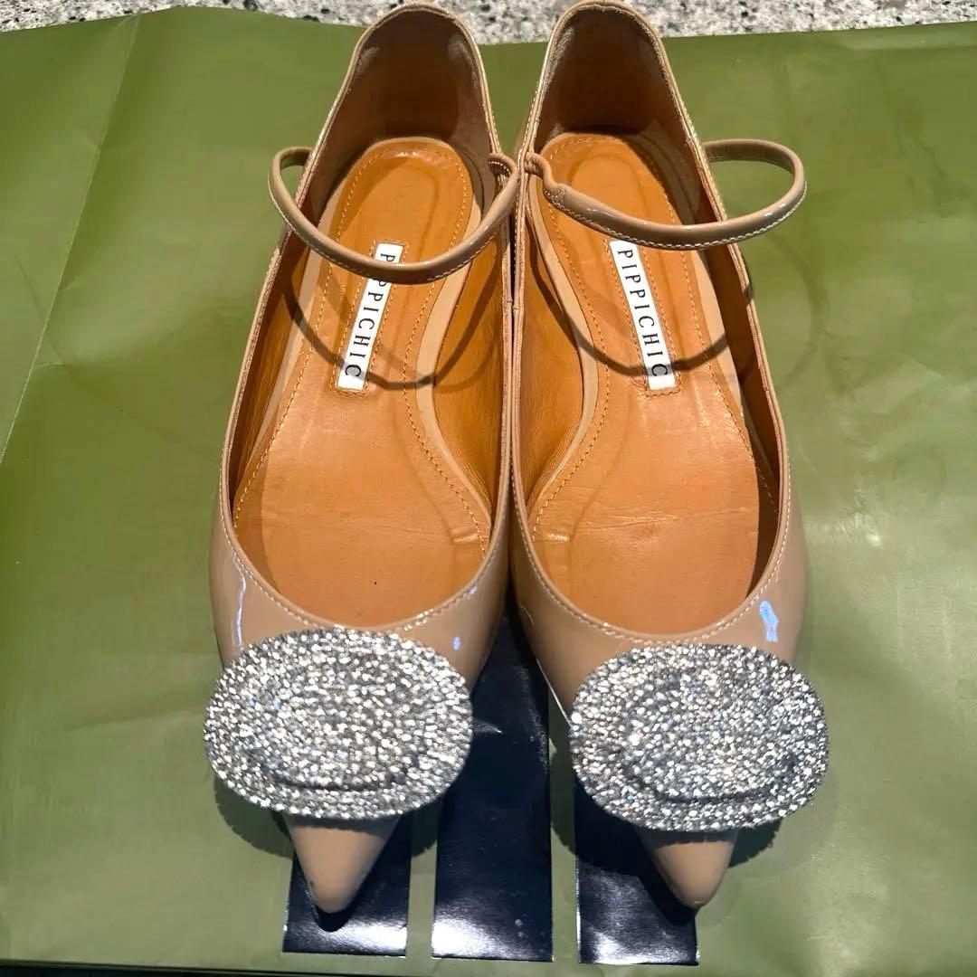 PIPPICHIC 美品　ビジュー付きフラットシューズ