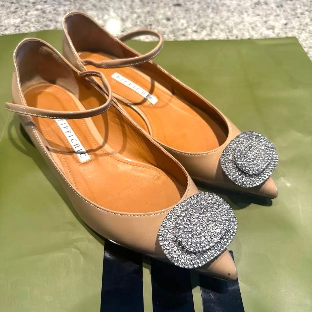 PIPPICHIC 美品　ビジュー付きフラットシューズ
