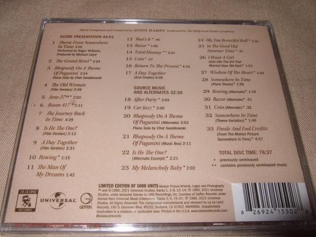 JOHN BARRY,新品未開封,サントラ,ジョン・バリー,ある日どこかで