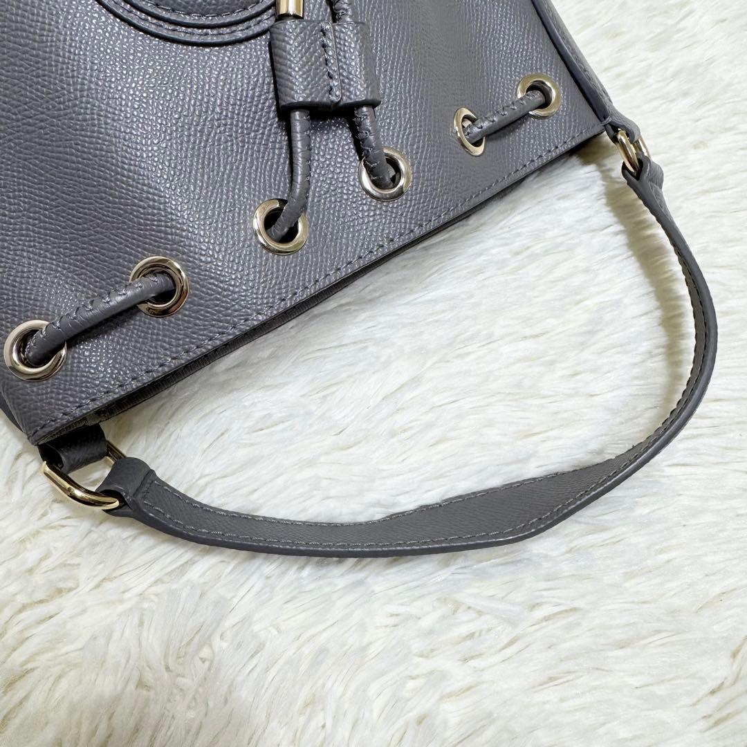 ✨未使用級✨フルラ クリオ ショルダーバッグ 2way 巾着 グレー レザー