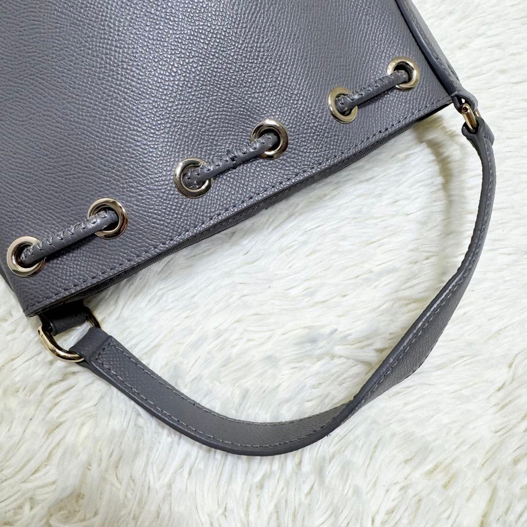 ✨未使用級✨フルラ クリオ ショルダーバッグ 2way 巾着 グレー レザー