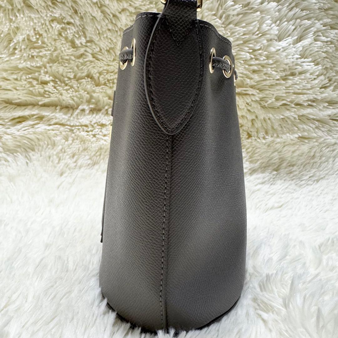 ✨未使用級✨フルラ クリオ ショルダーバッグ 2way 巾着 グレー レザー