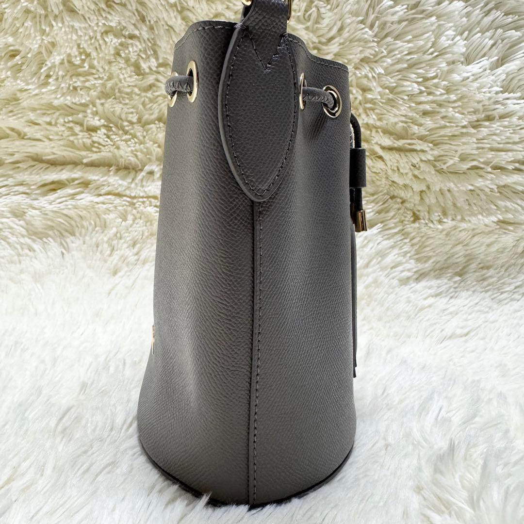 ✨未使用級✨フルラ クリオ ショルダーバッグ 2way 巾着 グレー レザー