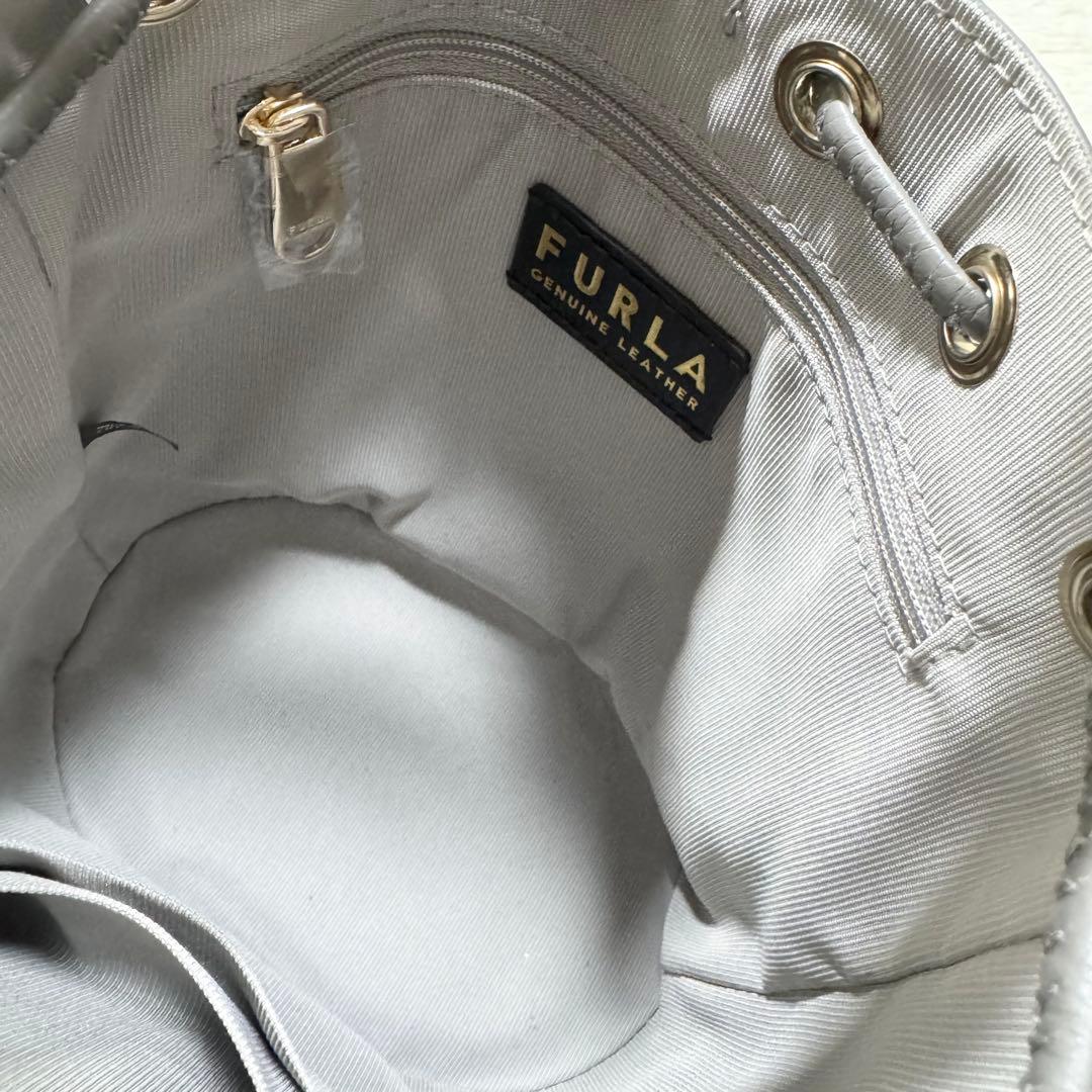 ✨未使用級✨フルラ クリオ ショルダーバッグ 2way 巾着 グレー レザー